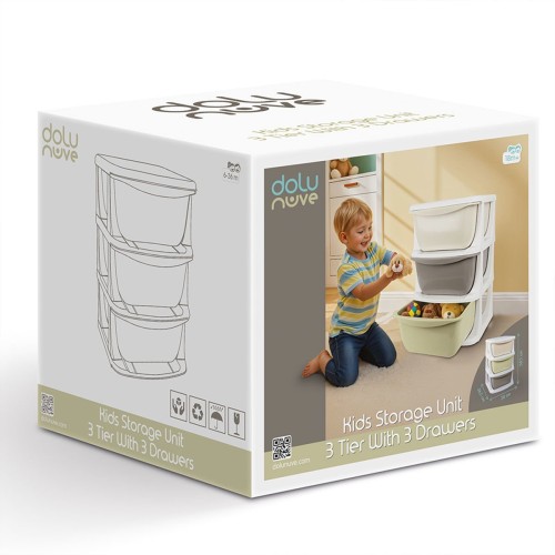 Dolu Nuve 7130 - 3 Çekmeceli 3 Katlı Çocuk Saklama Ünitesi