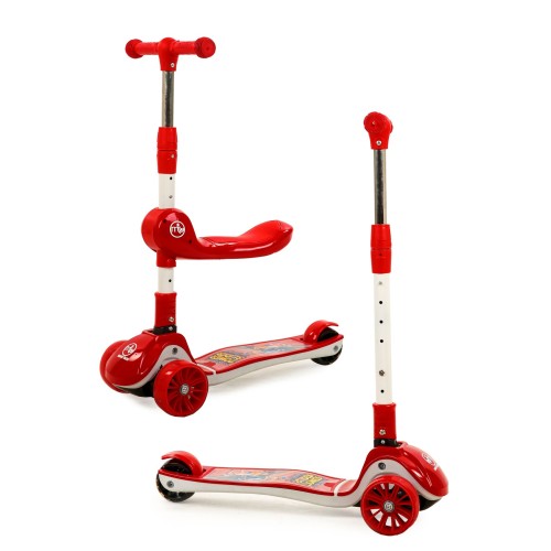 Maxi Taxi Zoomy Oturaklı Işıklı Katlanabilir Scooter Kırmızı