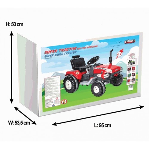 Pilsan 12 V Akülü Süper Traktör-Kırmızı 05-210