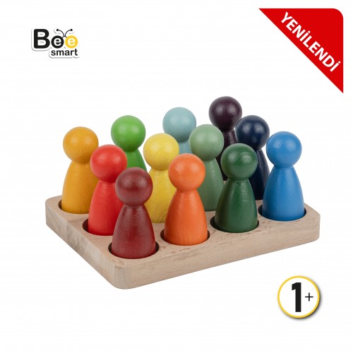 Bee Smart Peg Bebek 12 Li Waldorf Gökkuşağı Insan Figürleri 2+ Yaş