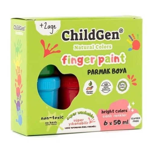 Childgen Süper Yıkanabilir 6 lı Parmak Boya Seti (6X50GR)