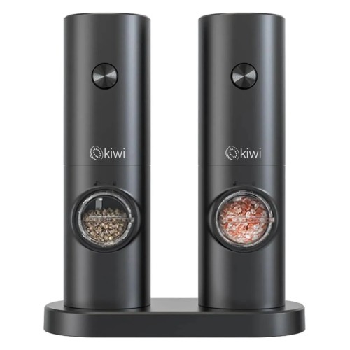 Kiwi Pilli Işıklı Tuz Karabiber Değirmeni Otomatik Baharat Öğütücü 2li