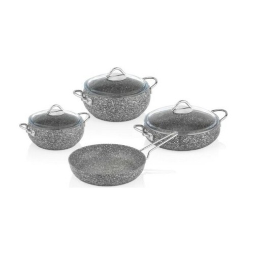 Taç Luna 7 Parça Döküm Granit Tencere Seti Gri TAÇ-3494