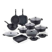 Taç Valeriya Döküm Cam Kapak 18 Parça Çeyiz Seti Siyah TAC-8201