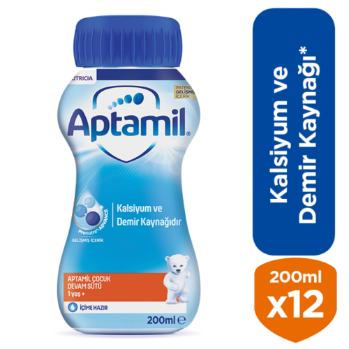Aptamil Çocuk Sıvı Devam Sütü 1 Yaşından İtibaren 200 ml x 12 Adet