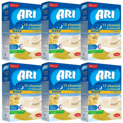Arı Mama 7 Tahıllı Sütlü (Gece) 250 gr x 6 Adet