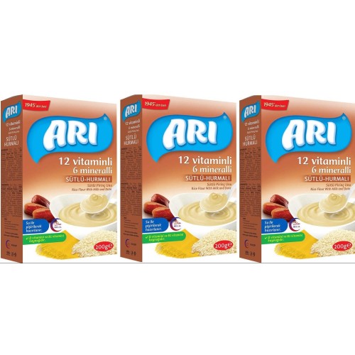 Arı Mama Sütlü Hurmalı Pirinç Unu 200 gr x 3 Adet