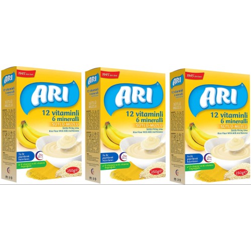 Arı Mama Sütlü Muzlu Pirinç Unu 250 gr x 3 adet