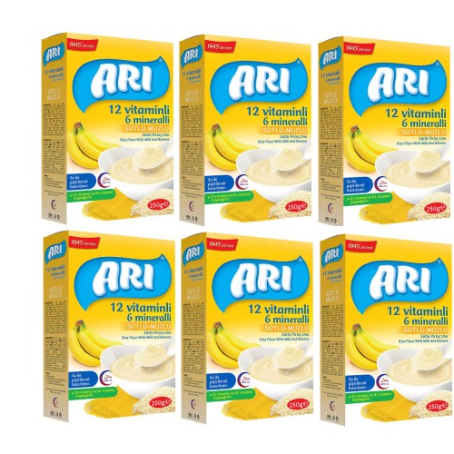 Arı Mama Sütlü Muzlu Pirinç Unu 250 gr x 6 adet