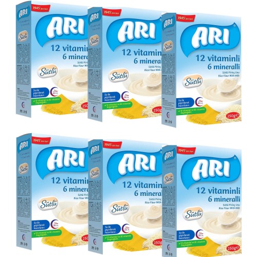 Arı Mama Sütlü Pirinç Unu Kaşık Maması 250 gr x 6 Adet