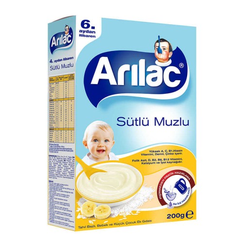 Arılac Instant Ek Gıda Sütlü Muzlu 200 gr Arılac Instant Ek Gıda Sütlü Muzlu 200 gr