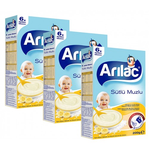 Arılac Instant Ek Gıda Sütlü Muzlu 200 gr x 3 Adet