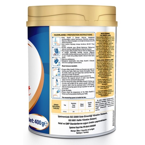 Baby Goat 2 Keçi Sütü Bazlı Devam Sütü 400 gr Baby Goat 2 Keçi Sütü Bazlı Devam Sütü 400 gr