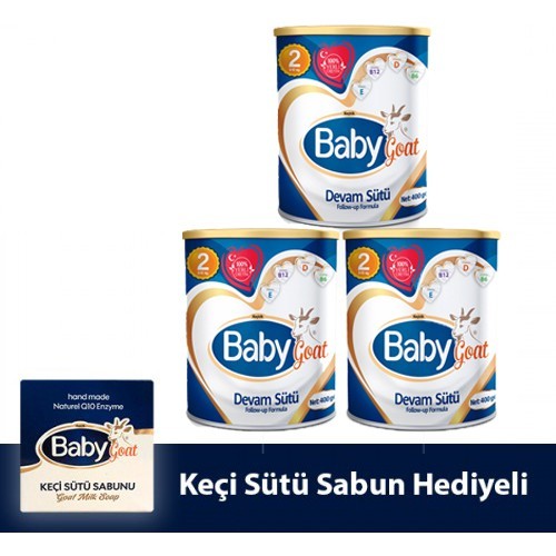 Baby Goat 2 Keçi Sütü Bazlı Devam Sütü 400 gr 3 lü ( Sabun Hediyeli )