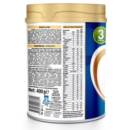 Baby Goat 3 Keçi Sütü Bazlı Devam Sütü 400 gr