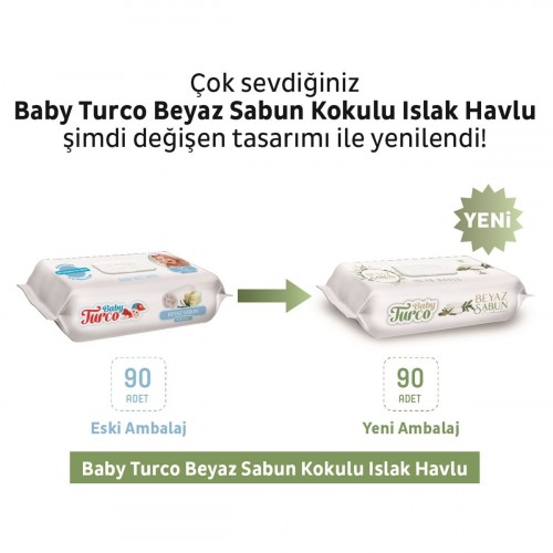Baby Turco Beyaz Sabun Kokulu Islak Havlu 90 lı x 24 Adet