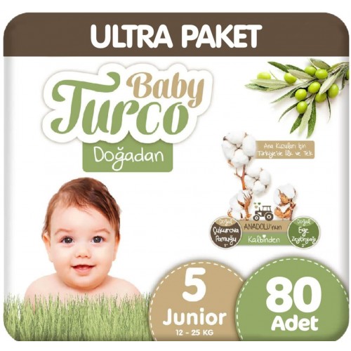 Baby Turco Doğadan Ultra Fırsat Bebek Bezi 5 No Junior 80 li