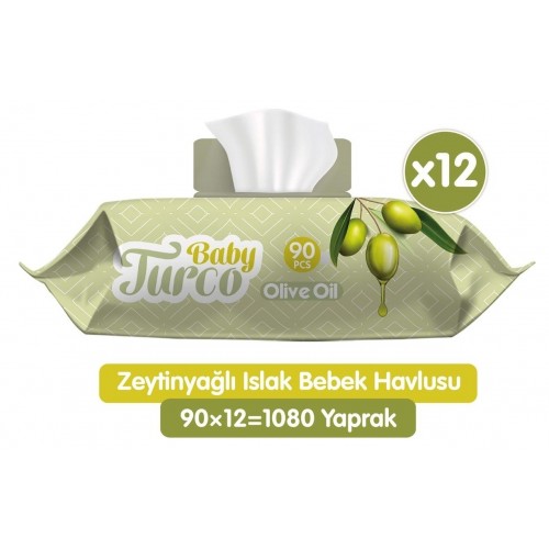 Baby Turco Zeytinyağlı Islak Bebek Havlusu 90 x 12 Adet Baby Turco Zeytinyağlı Islak Bebek Havlusu 90 x 12 Adet