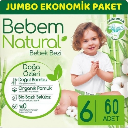 Bebem Natural Bebek Bezi Ultra Fırsat Paketi XLarge 6 No 60 lı