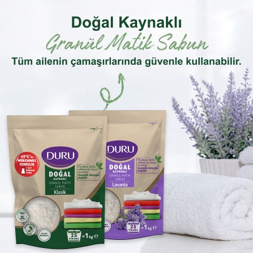 Duru Granül Matik Sabun Lavanta 1 kg x 6 Adet Duru Granül Matik Sabun Lavanta 1 kg x 6 Adet