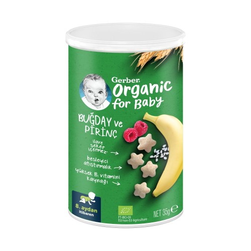 Gerber Organik Pirinçli Buğdaylı Muzlu Bebek Atıştırmalığı 35g
