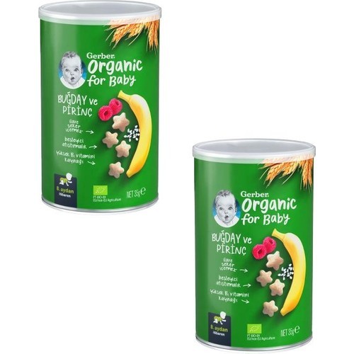Gerber Organik Pirinçli Buğdaylı Muzlu Bebek Atıştırmalığı 35g x 2 