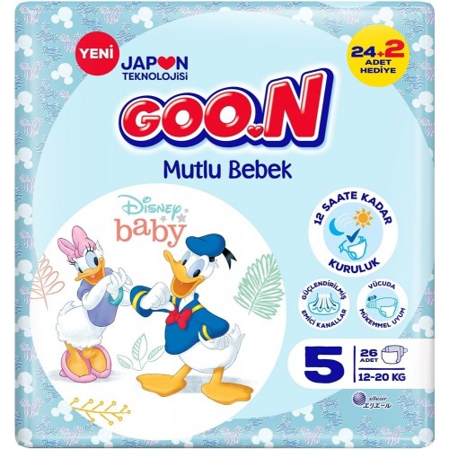 Goon Bebek Bezi Mutlu Bebek Jumbo Paket 5 Beden 26 lı