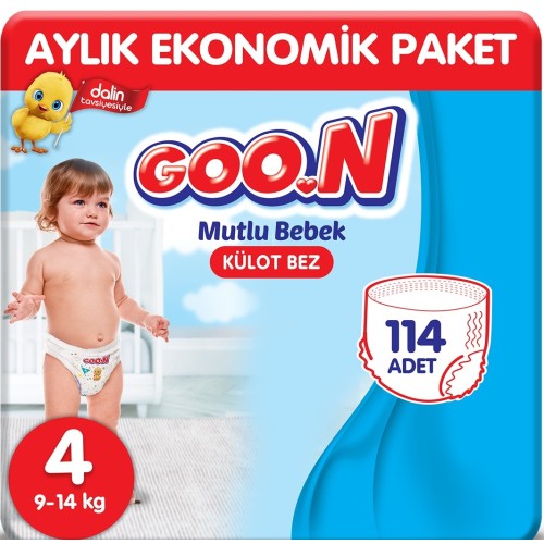 Goon Bebek Bezi Mutlu Bebek Külot Bezi 4 No 38 li x 3 Adet