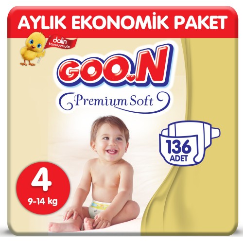 Goon Premium Soft Bebek Bezi 4 Beden Jumbo Paket 34 Adet x 4 Adet