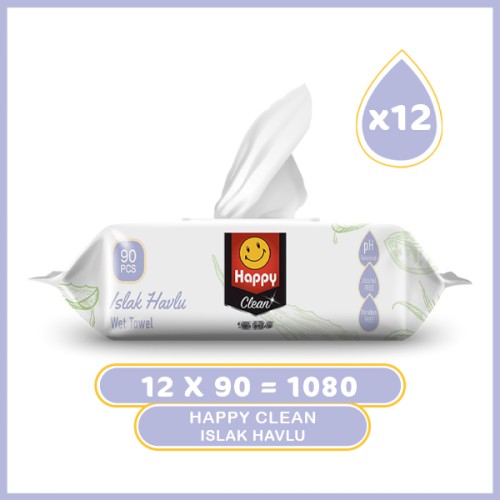 Happy Clean Islak Havlu 90 lı x 12 Adet (1080 Yaprak) Happy Clean Islak Havlu 90 lı x 12 Adet (1080 Yaprak)