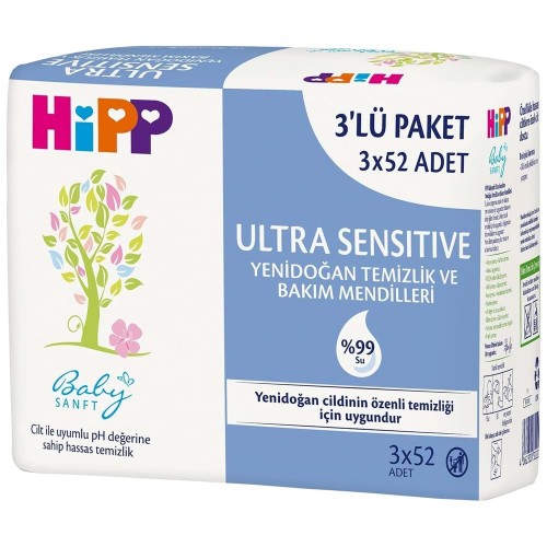 Hipp Islak Mendil Yenidoğan Ultra Sensitive 52 li (3 lü Paket)