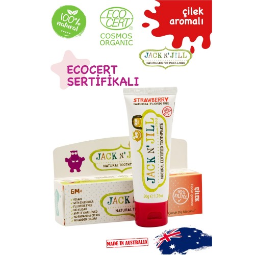 Jack N Jill Doğal Çilek Aromalı Diş Macunu 50 gr x 2 Adet