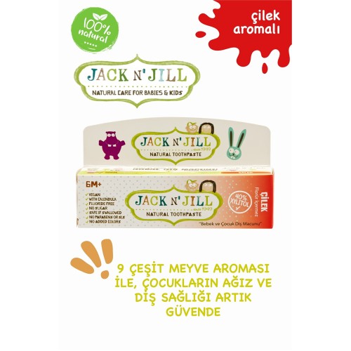 Jack N Jill Doğal Çilek Aromalı Diş Macunu 50 gr x 2 Adet