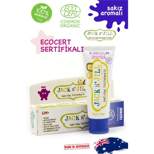 Jack N Jill Doğal Sakız Aromalı Diş Macunu 50 gr Jack N Jill Doğal Sakız Aromalı Diş Macunu 50 gr