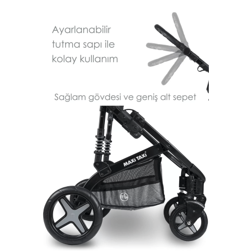 Maxi Taxi Fast Pro Alüminyum Travel Sistem Bebek Arabası - Cotton Grey Maxi Taxi Fast Pro Alüminyum Travel Sistem Bebek Arabası - Cotton Grey
