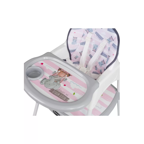 Maxi Taxi Feeding Fil Desenli 3 in 1 Mama Sandalyesi - Pembe