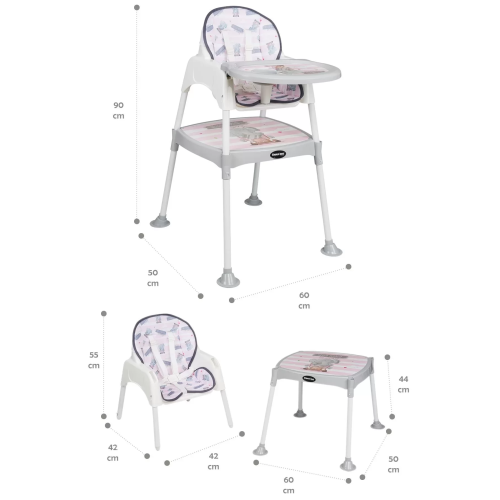 Maxi Taxi Feeding Fil Desenli 3 in 1 Mama Sandalyesi - Pembe