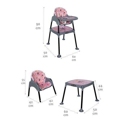 Maxi Taxi Feeding Kuzu Desenli 3 in 1 Mama Sandalyesi - Pembe Maxi Taxi Feeding Kuzu Desenli 3 in 1 Mama Sandalyesi - Pembe