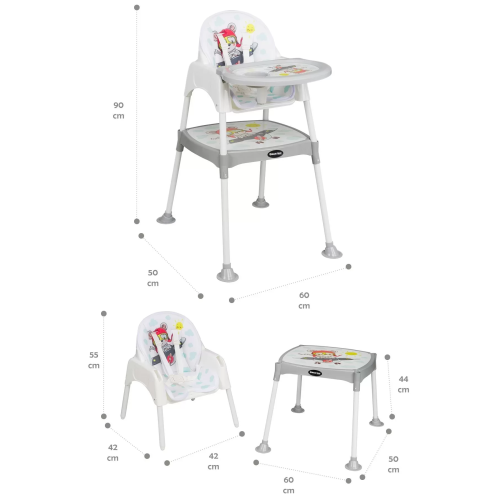 Maxi Taxi Feeding Uçak Desenli 3 in 1 Mama Sandalyesi - Gri Maxi Taxi Feeding Uçak Desenli 3 in 1 Mama Sandalyesi - Gri