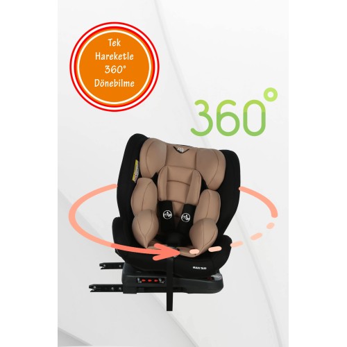 Maxi Taxi Safe Travel 360 Dönebilen İsofix Oto Koltuğu Bej-Siyah