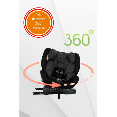 Maxi Taxi Safe Travel 360 Dönebilen İsofix Oto Koltuğu Siyah-Gri Maxi Taxi Safe Travel 360 Dönebilen İsofix Oto Koltuğu Siyah-Gri