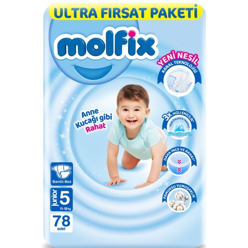 Molfix Bebek Bezi Ultra Fırsat Paketi Junior 5 No 78 li