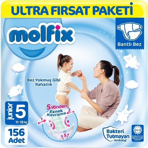 Molfix Bebek Bezi Ultra Fırsat Paketi Junior 5 No 156 lı