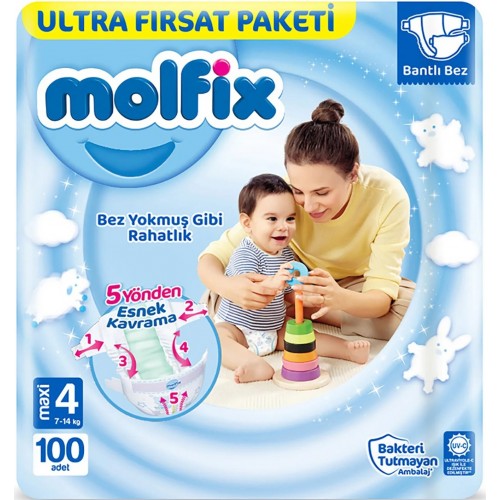 Molfix Bebek Bezi Ultra Fırsat Paketi Maxi 4 No 100 lü