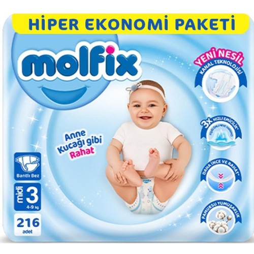 Molfix Bebek Bezi Ultra Fırsat Paketi Midi 3 No 108 x 2 Adet Molfix Bebek Bezi Ultra Fırsat Paketi Midi 3 No 108 x 2 Adet