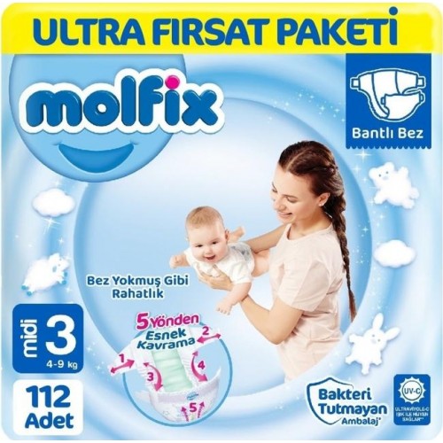 Molfix Bebek Bezi Ultra Fırsat Paketi Midi 3 No 112 li