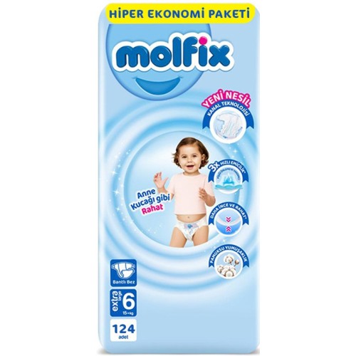 Molfix Bebek Bezi Ultra Fırsat Paketi X Large 6 No 124 lü Molfix Bebek Bezi Ultra Fırsat Paketi X Large 6 No 124 lü