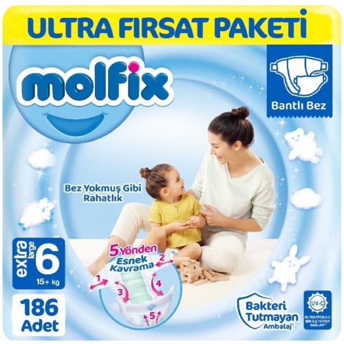 Molfix Bebek Bezi Ultra Fırsat Paketi X Large 6 No 62 li x 3 Adet