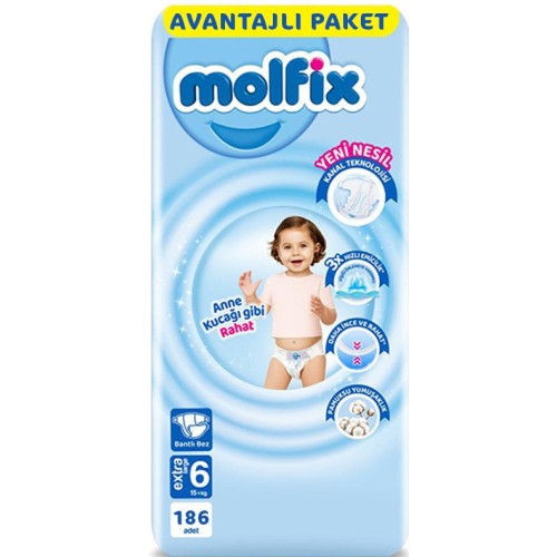 Molfix Bebek Bezi Ultra Fırsat Paketi X Large 6 No 62 li x 3 Adet Molfix Bebek Bezi Ultra Fırsat Paketi X Large 6 No 62 li x 3 Adet