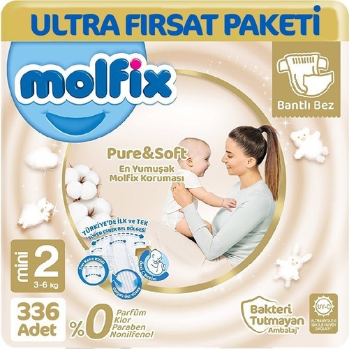 Molfix Pure & Soft Bebek Bezi Mini 2 No 112 li x 3 Adet